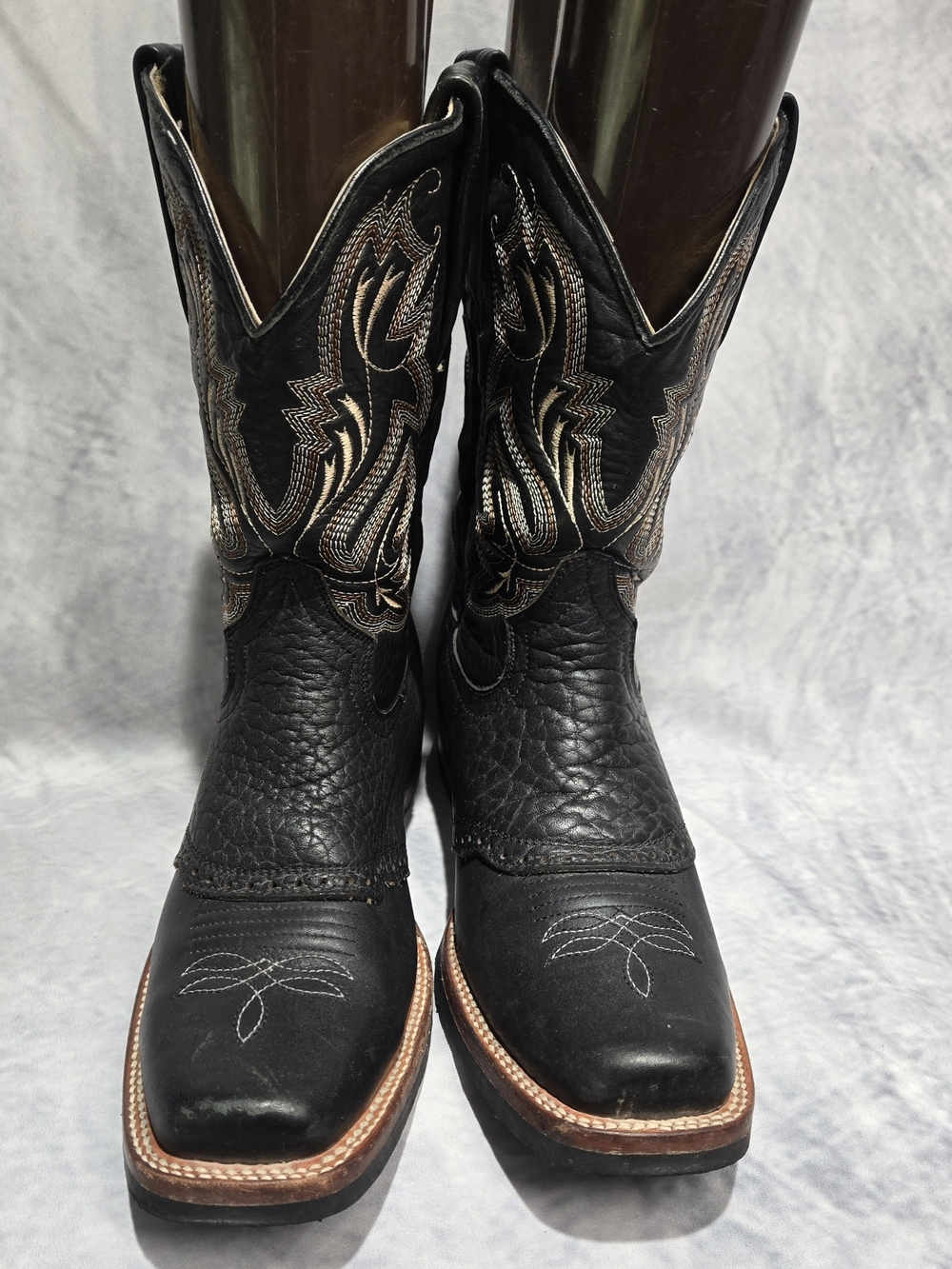 Men's Black Embroidered Leather Western Boots